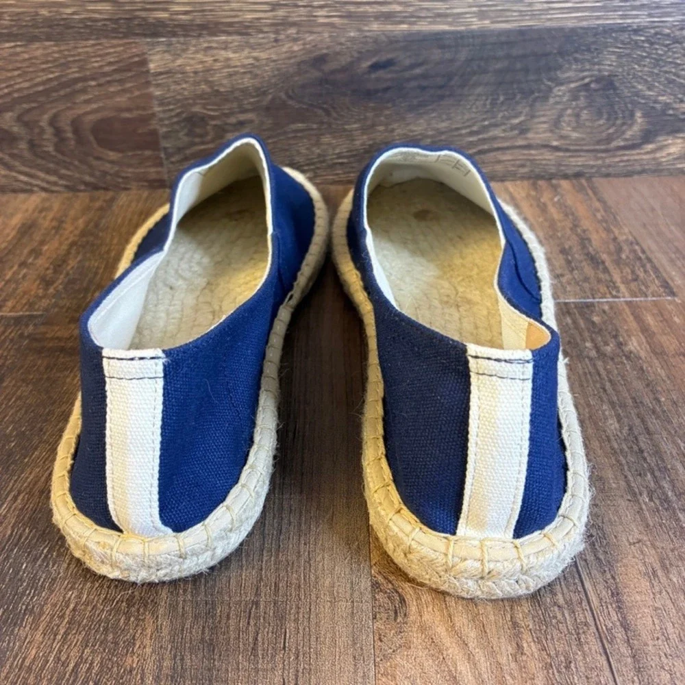 NWOT Lands End Women's Navy Blue Canvas Espadrille Flats Slip On Shoes Sz 11 M